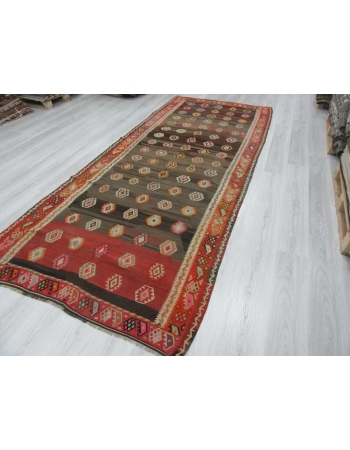 Vintage handwoven decorative Turkish kilim rug