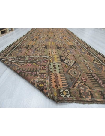 Handwoven vintage decorative Turkish kilim rug