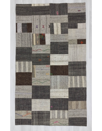 Vintage natural Turkish kilim patchwork