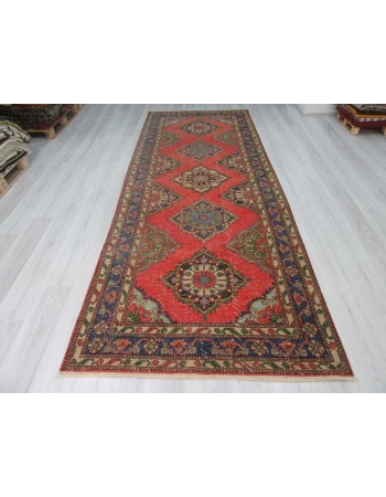 Vintage worn out decorative Turkish area rug
