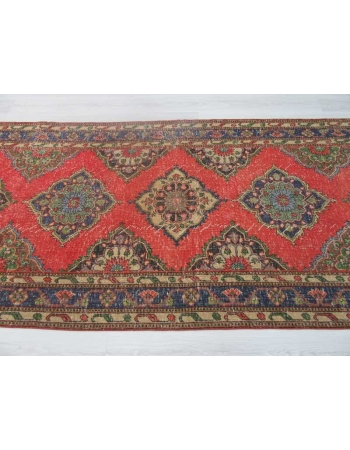 Vintage worn out decorative Turkish area rug