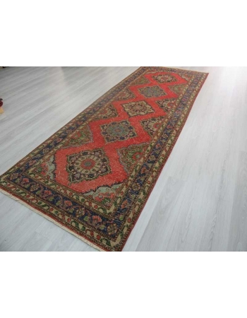 Vintage worn out decorative Turkish area rug