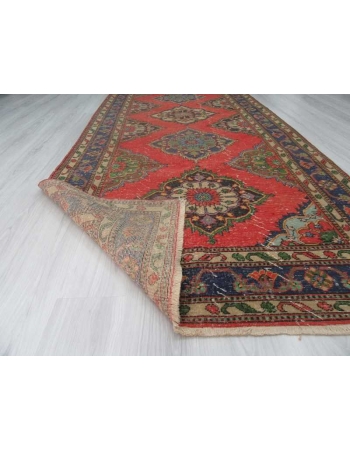 Vintage worn out decorative Turkish area rug