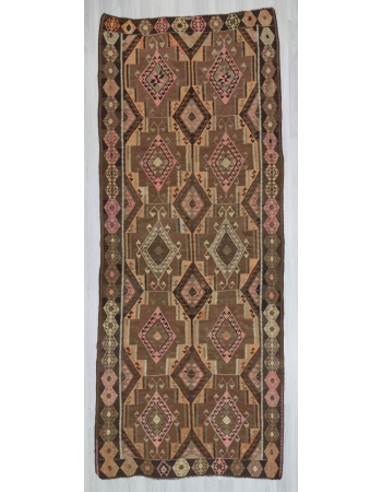 Vintage handwoven decorative large Turkish kilim rug