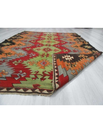 Handwoven vintage colourful Turkish Afyon kilim rug