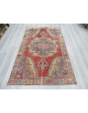 Worn out distressed decorative Turkish Konya area rug