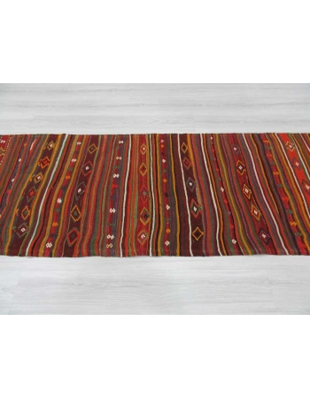 Vintage embroidered Turkish kelim runner rug