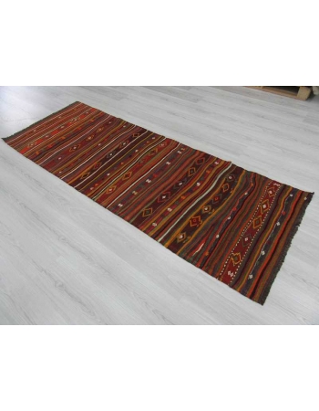 Vintage embroidered Turkish kelim runner rug