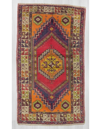 Vintage traditional piled Turkish rug