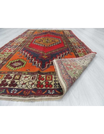 Vintage traditional piled Turkish rug