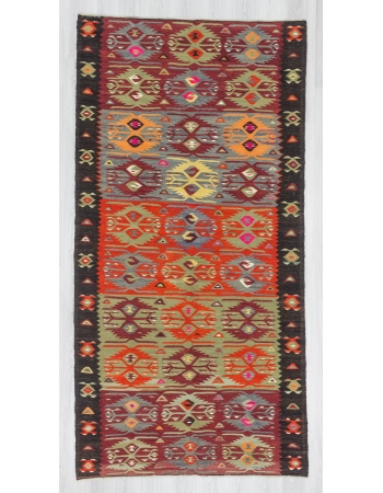 Vintage colorful Turkish kelim rug