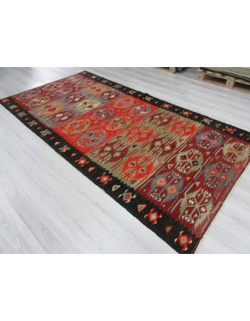 Vintage colorful Turkish kelim rug