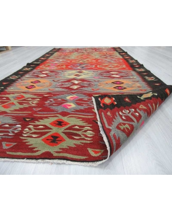 Vintage colorful Turkish kelim rug