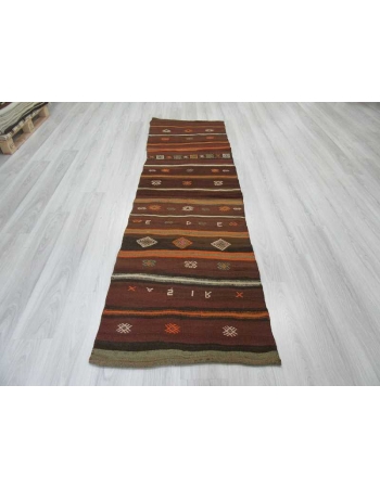 Vintage Turkish kilim runner rug