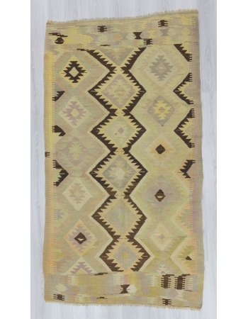 Vintage handwoven pastel one-of-a-kind Turkish kilim rug