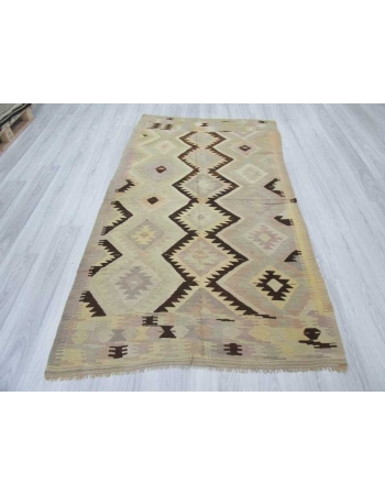 Vintage handwoven pastel one-of-a-kind Turkish kilim rug
