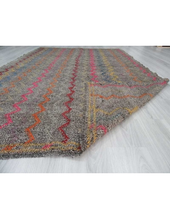 Vintage embroidered decorative Turkish kilim rug