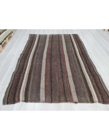 Vintage striped decorative Turkish kilim rug