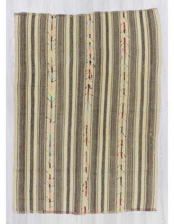 Handwoven vintage striped Turkish kilim rug