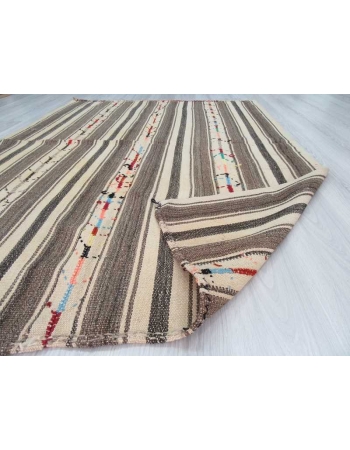 Handwoven vintage striped Turkish kilim rug