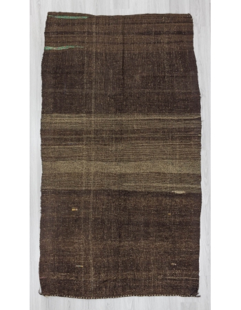 Vintage dark brown decorative modern Turkish kilim rug