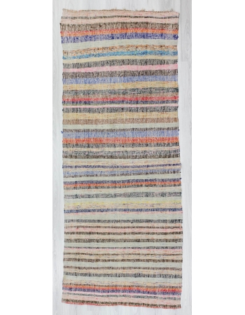 Vintage striped colorful Turkish rag runner rug