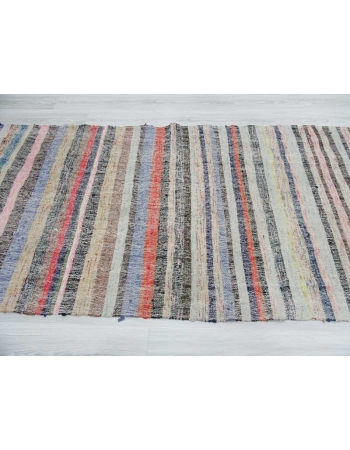 Vintage striped colorful Turkish rag runner rug