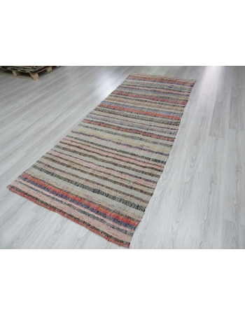 Vintage striped colorful Turkish rag runner rug