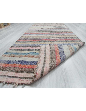 Vintage striped colorful Turkish rag runner rug