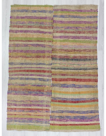 Colorful striped Turkish rag rug