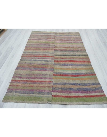 Colorful striped Turkish rag rug