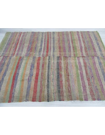 Colorful striped Turkish rag rug