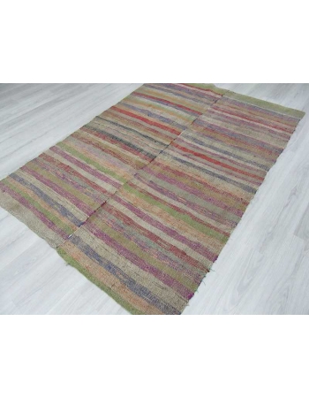 Colorful striped Turkish rag rug