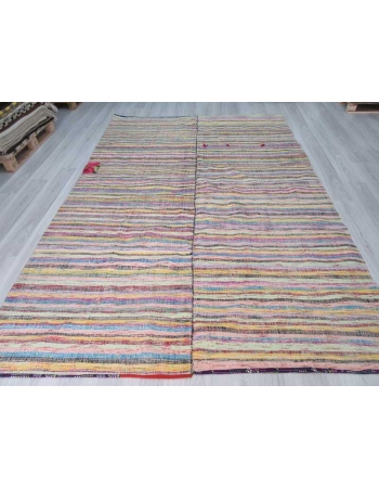 Vintage striped Turkish rag rug