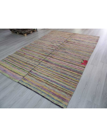 Vintage striped Turkish rag rug