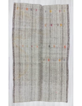 Handwoven large vintage grey Turkish kilim rug