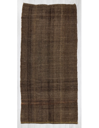 Vintage handwoven dark brown naturel Turkish kilim rug