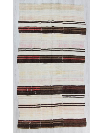 Striped vintage Turkish hemp kilim rug