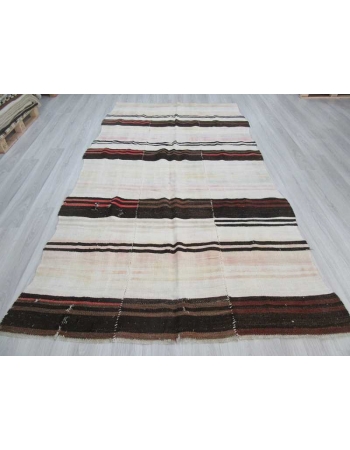 Striped vintage Turkish hemp kilim rug