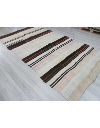 Striped vintage Turkish hemp kilim rug