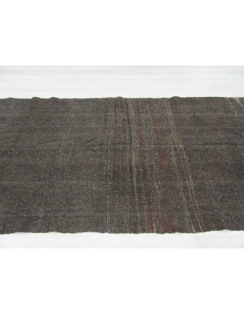 Vintage modern black Turkish goat hair kilim rug