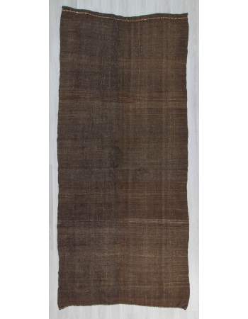 Vintage modern dark brown Turkish kilim rug