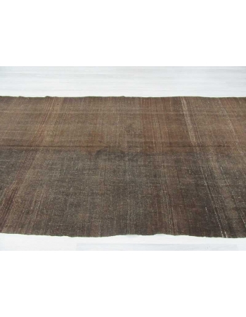 Vintage modern dark brown Turkish kilim rug