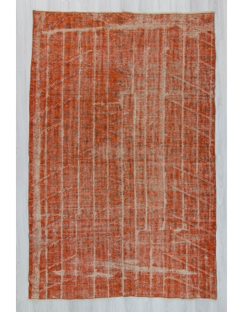 Vintage orange overdyed Turkish rug