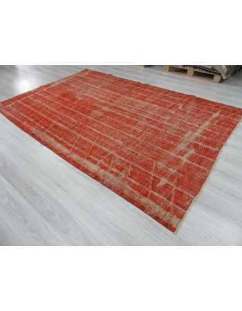Vintage orange overdyed Turkish rug