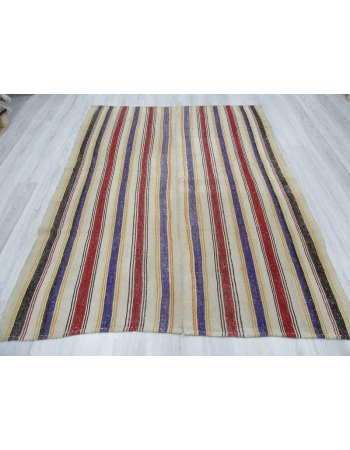 Vintage striped Turkish kilim rug