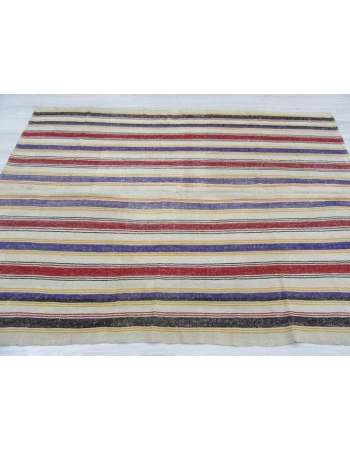 Vintage striped Turkish kilim rug