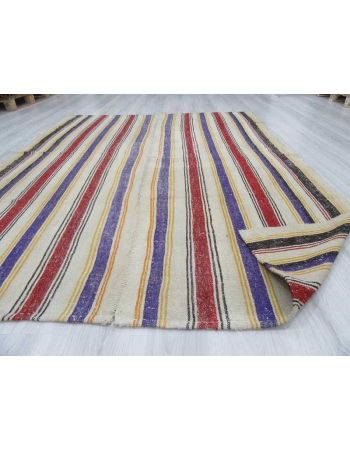 Vintage striped Turkish kilim rug