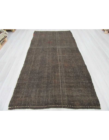 Vintage decorative black Turkish kilim rug