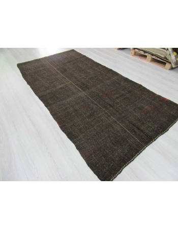 Vintage decorative black Turkish kilim rug